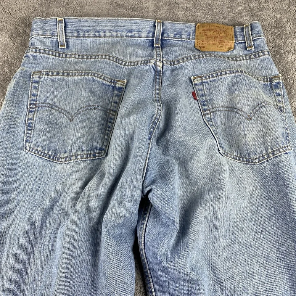 Levis 569 Loose Straight Fit Jeans‎ Mens 38x26.5 Blue Medium Wash Hemmed VTG